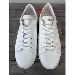 MNG MANGO Solid White with Orange Trim Workout Trainers Size 9.5